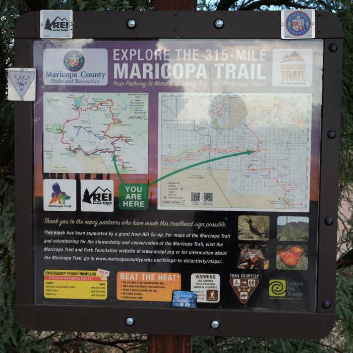 Sign with a local map of Maricopa Trail and a map of the entire Maricopa Trail