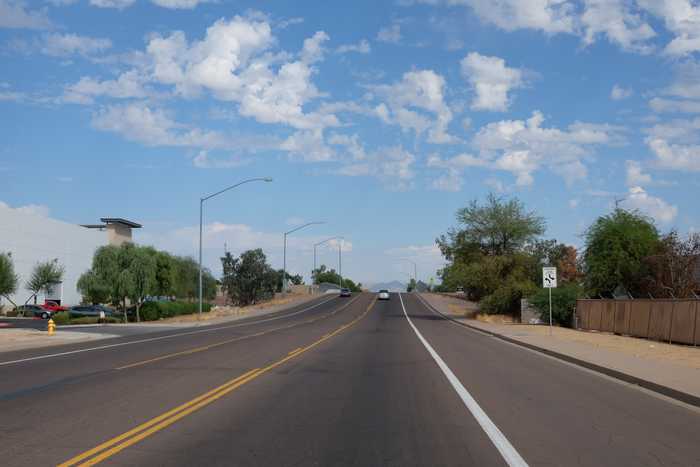 A street with wide bike lanes on both sides